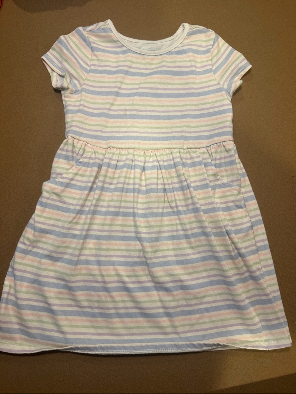 Garanimals Pastel Stripe Short Sleeve Dress in Pink, Blue, Green, Cream